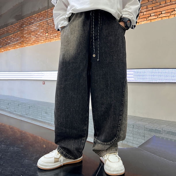boys denim pants / グレー Kids Denim Jeans Boys Grey Elastic Waistband Ripped Denim Pants