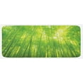 thumbnail image 1 of Bamboo Print Kitchen Mat, Image of Bamboo Trees with Sun Rays in Rainforest Exotic Wildlife Plants Nature, Plush Decorative Kitchen Mat with Non Slip Backing, 47" X 19", Green, by Ambesonne, 1 of 1