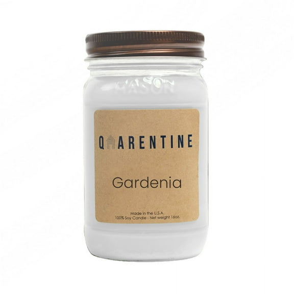 Natural Organic Gardenia Soy Wax Candle 16oz, Elegant Floral Scent with Sweet Orange Notes, Aromatherapy & Massage Oil - Quarentine Essentials by Carla Miles
