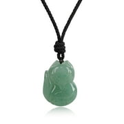 COAI JEWELRY COAI Green Aventurine Stone Fox Engraving Pendant Necklace for Men and Women
