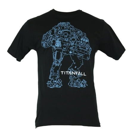 Titanfall Mens T-Shirt - Blue Detailed Mech Drawing Image