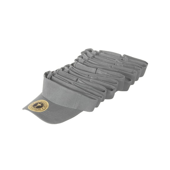 Top Headwear 12 Pack Youth Size Sun Visor Dozen Baseball Softball Caps for Kids, Light Grey