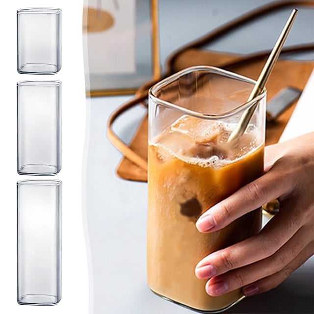 Fiudx Vaso de Agua de Vidrio Transparente, Diseño Acrílico Único, Mango Ergonómico, Resistente a Altas Temperaturas, Uso Diario para Café, Té y Leche, Fácil de Limpiar, Juego de 1 Pieza.
