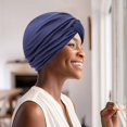 thumbnail image 4 of 4 Pieces Turbans for Women, Soft Pre Tied Knot Turban Head Wraps Chemo Headwear Pleated Beanie Cap Sleep Hat, 4 of 7