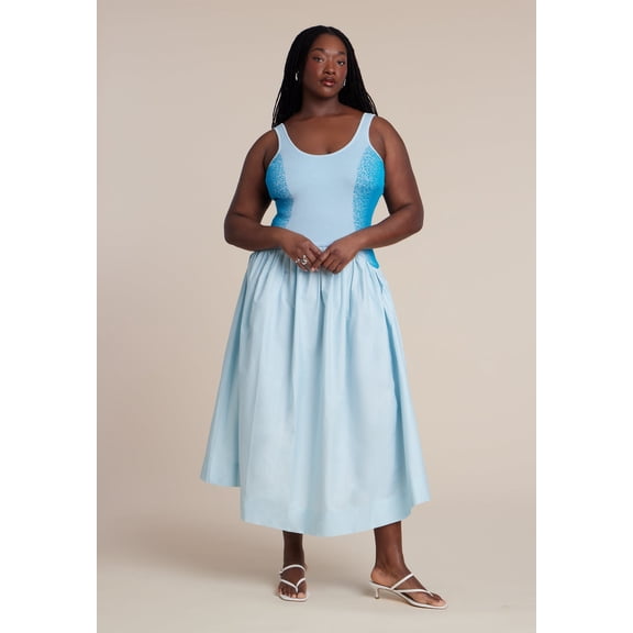 ELOQUII Women's Plus Size Flare Skirt Tank Dress