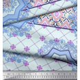 thumbnail image 3 of Soimoi Moss Georgette Fabric Check & Mandala Patchwork Print Fabric by Yard 42 Inch Wide, 3 of 3