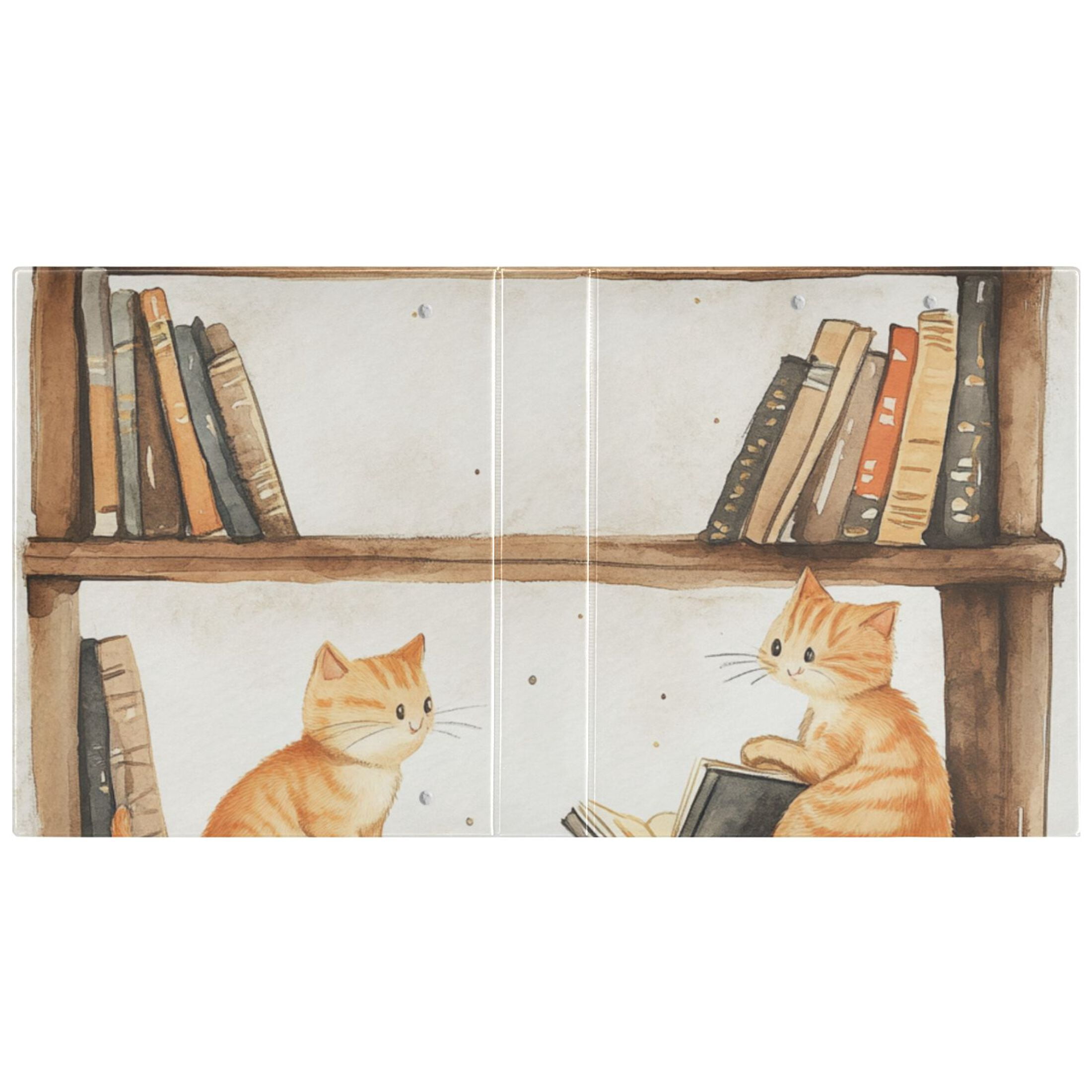 Cats Play in Bookshelf 3 Ring Binders 1.5 inch Hardcover File Folders with Interior Pockets A4 Size Organizer for School Office Hospital
