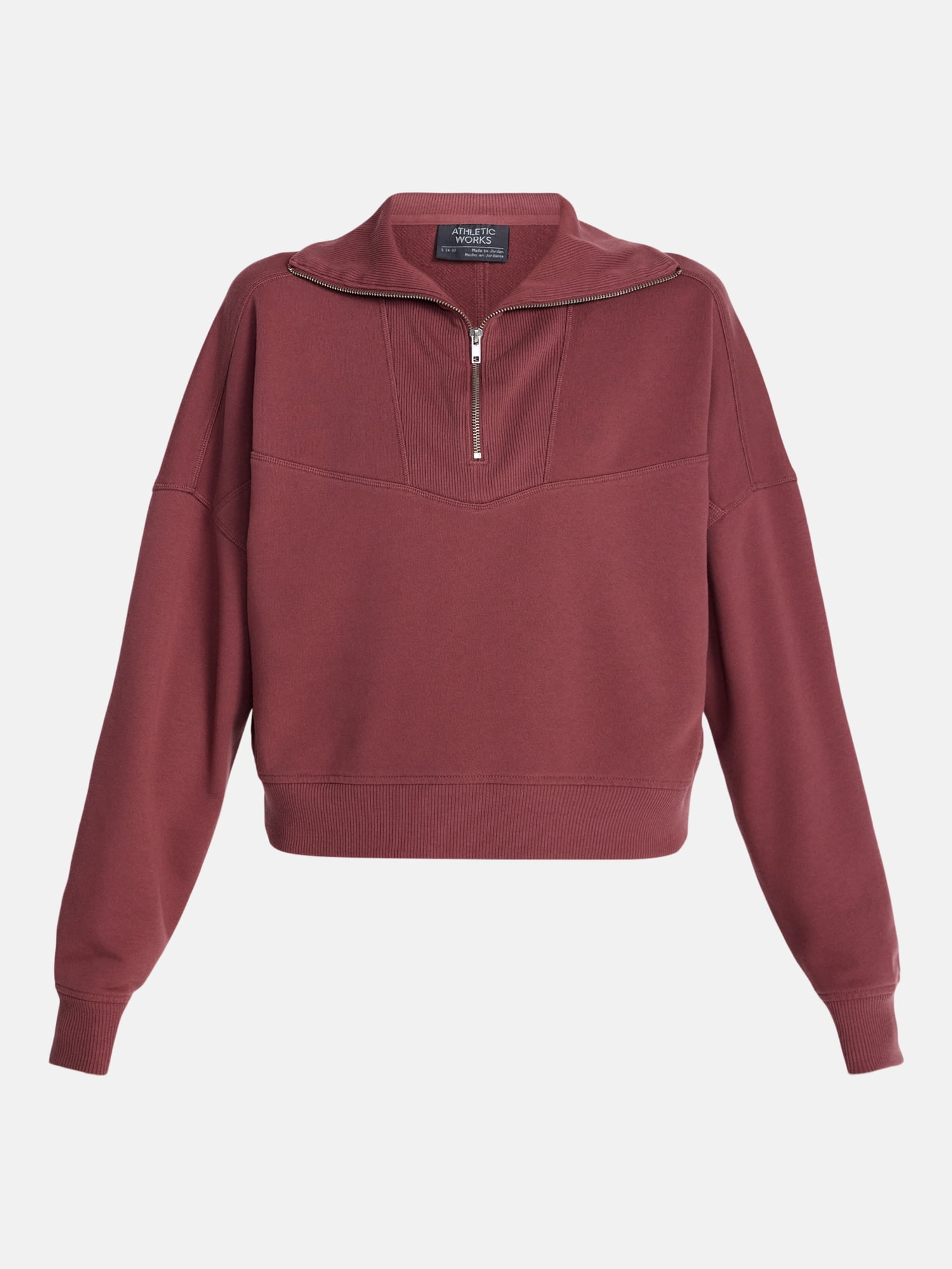 Athletic Works Women's and Women's Plus Quarter-Zip Sweatshirt, Midweight, Size XS-4X