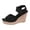 Black, variant on Women's Wedge Dressy Sandals Stylish Casual Suede Open Square Toe Elastic Ankle Strap Slip on Chunky High Heels Summer Dress Shoes for Ladies Black Size 9