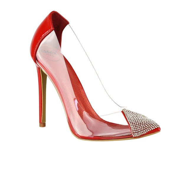 XY London Womens Kaz Patent Stiletto Heel Court Shoes