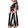 thumbnail image 2 of Balery Firefighters USA Flag Vestidos sueltos de manga corta para mujer, vestidos de verano 2025, vestidos casuales de corte A con vuelo., 2 of 6
