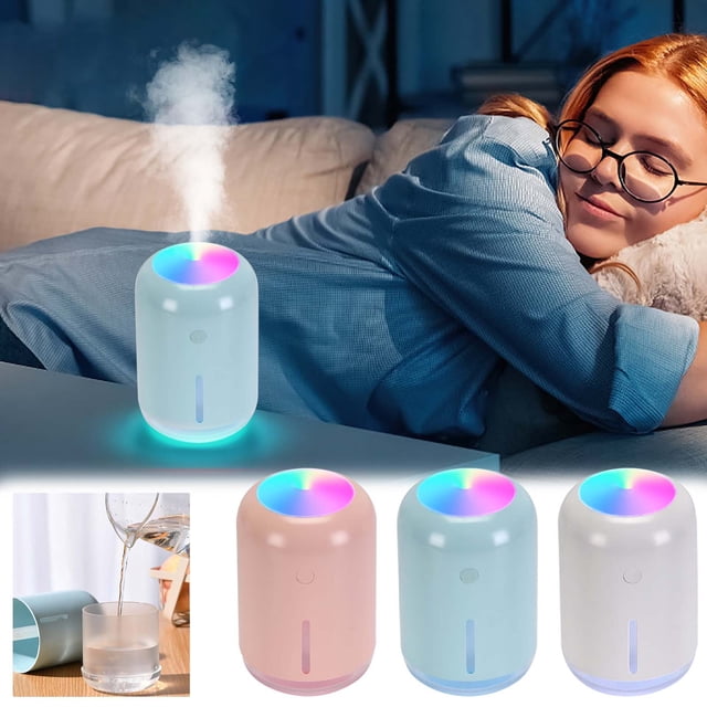 Xihbxyly Minihumidificador Usb, Funcionamiento Silencioso, Iluminación Led de Colores, Diseño Compacto y Portátil, Multiusos, Ideal para Casa, Oficina o Dormitorio, Capacidad de 260 Ml, Tamaño de 80