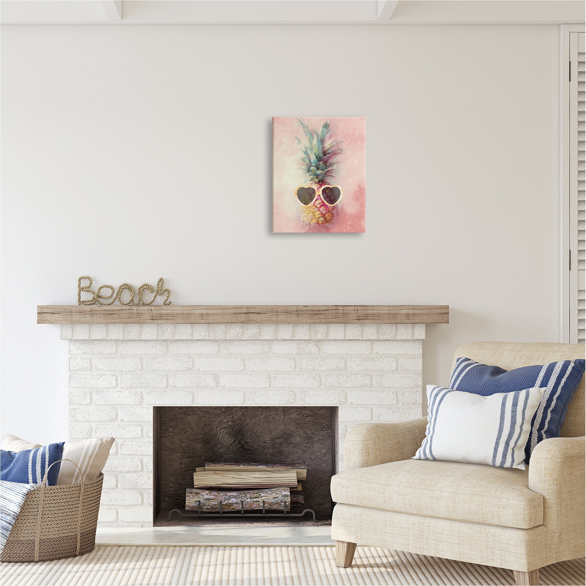 Stupell Industries Glam Pineapple & Sunglasses Food & Beverage Painting Gallery Wrapped Canvas Art Print Wall Art, 16 x 20