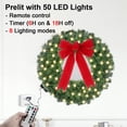 thumbnail image 3 of 24inch Christmas Wreath Prelit Warm White USB Lights with Hanger and Remote for Outdoor Indoor Decorations, 3 of 7