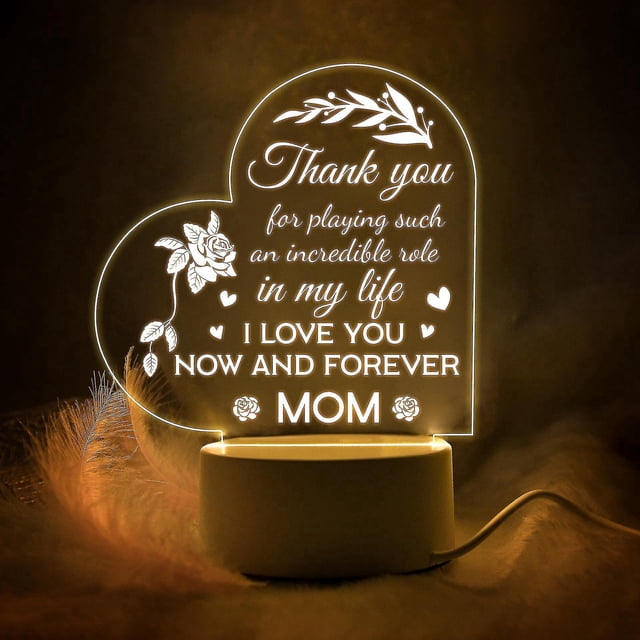 Mothers Day Gifts Birthday Gifts For Mom Acrylic Usb Low Power Engraved Night Light