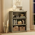 thumbnail image 3 of 3 Tier Bookcase, 40" Low Bookcase with Storage Open Display Bookshelves, Wooden Book Shelves Home Decor Furniture for Home Office, Grey(40.0" H x 31.5" W x 12.2 D), 3 of 7