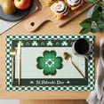 thumbnail image 2 of St. Patrick's Day Placemats Set of 6, Gradient Light Green Lucky Shamrocks Green Buffalo Plaid Non-Slip Place Mats Washable Table Mats for Kitchen Dining Table Decorations Indoor/Outdoor, 2 of 9