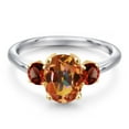 thumbnail image 3 of Gem Stone King 10K Two Tone Gold Ecstasy Mystic Topaz and Red Garnet Engagement Ring for Women | 2.74 Cttw | Oval 9X7MM | Gemstone November Birthstone | Size 7, 3 of 6