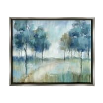 Stupell Industries Abstract Blue Woodland Path Trees Landscape Painting Gray Floater Framed Art Print Wall Art