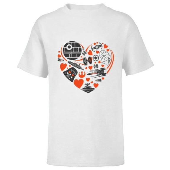 Star Wars Valentine's Day Heart Galaxy - Short Sleeve T-Shirt for Kids - Customized-White