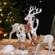 thumbnail image 1 of Adorno de ciervo de Navidad con lazo y campanas - Decoración de plástico blanco de renos de 13" para ventana, habitación o mesa, 1 of 6
