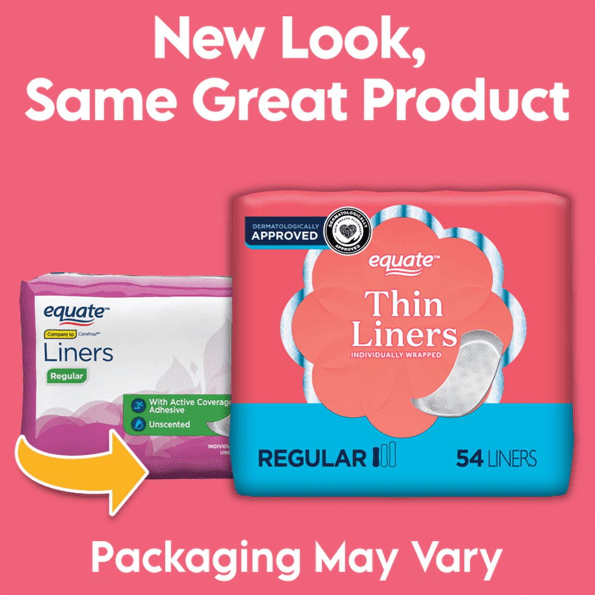Equate Individually Wrapped Thin Liners, Size Regular (54 Count)