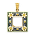 thumbnail image 1 of FB Jewels 14K Yellow Gold Navy Pi Carature Frame with White Flowers Pendant, 1 of 4