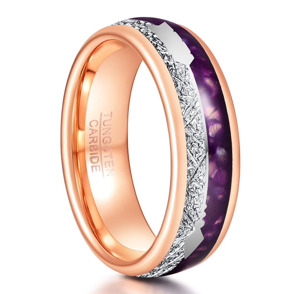 VAKKI Abalone Shell Tungsten Wedding Band For Men & Women | Black/Silver/Rose Gold, Sizes 5-14