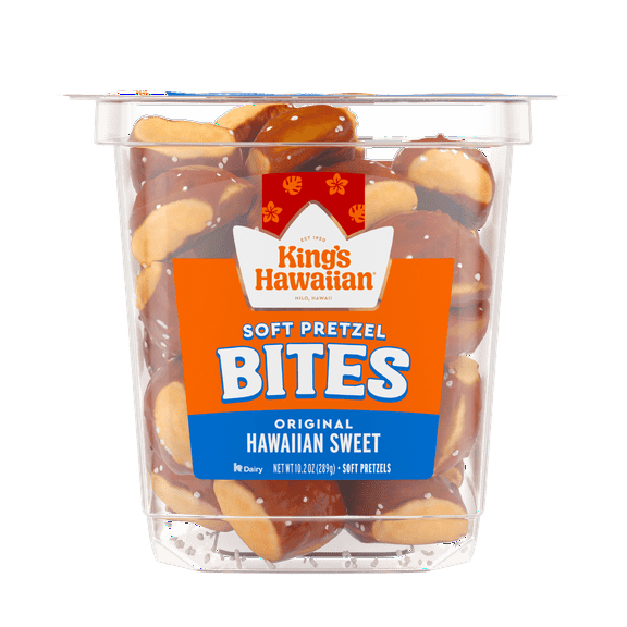 KING’S HAWAIIAN® Peanut-Free Original Hawaiian Sweet Soft Pretzel Bites 10.2 oz, Tub (2pack)