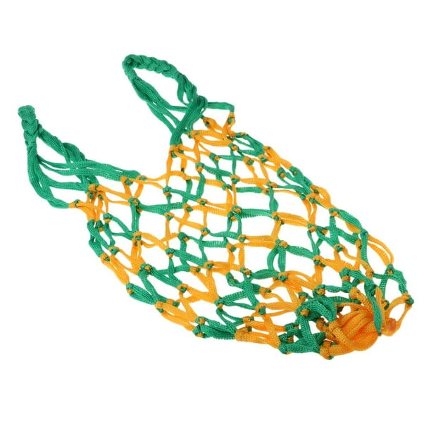 Bolsa de red de malla multifuncional para transportar una sola pelota Verde amarillo