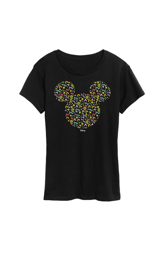 - Mickey Head With Pattern - Women's Short Sleeve Graphic T-Shirt