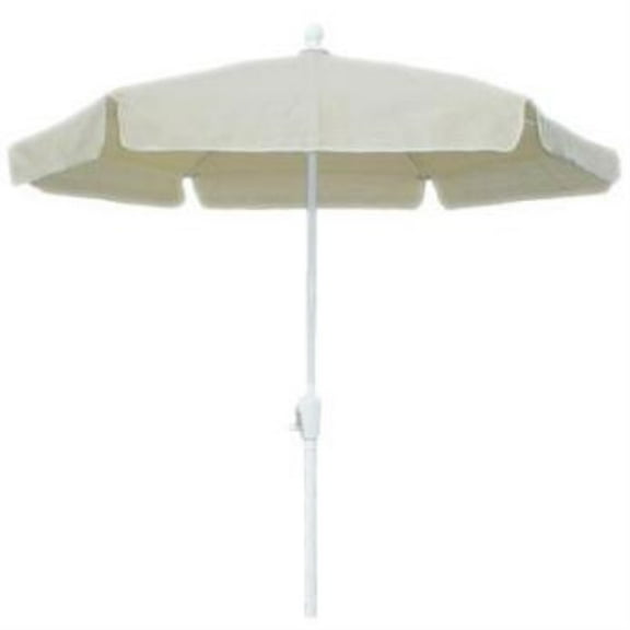 7.5 Hex Home Garden Umbrella 6 Rib Crank White with Natural Vinyl Coated Weave Canopy