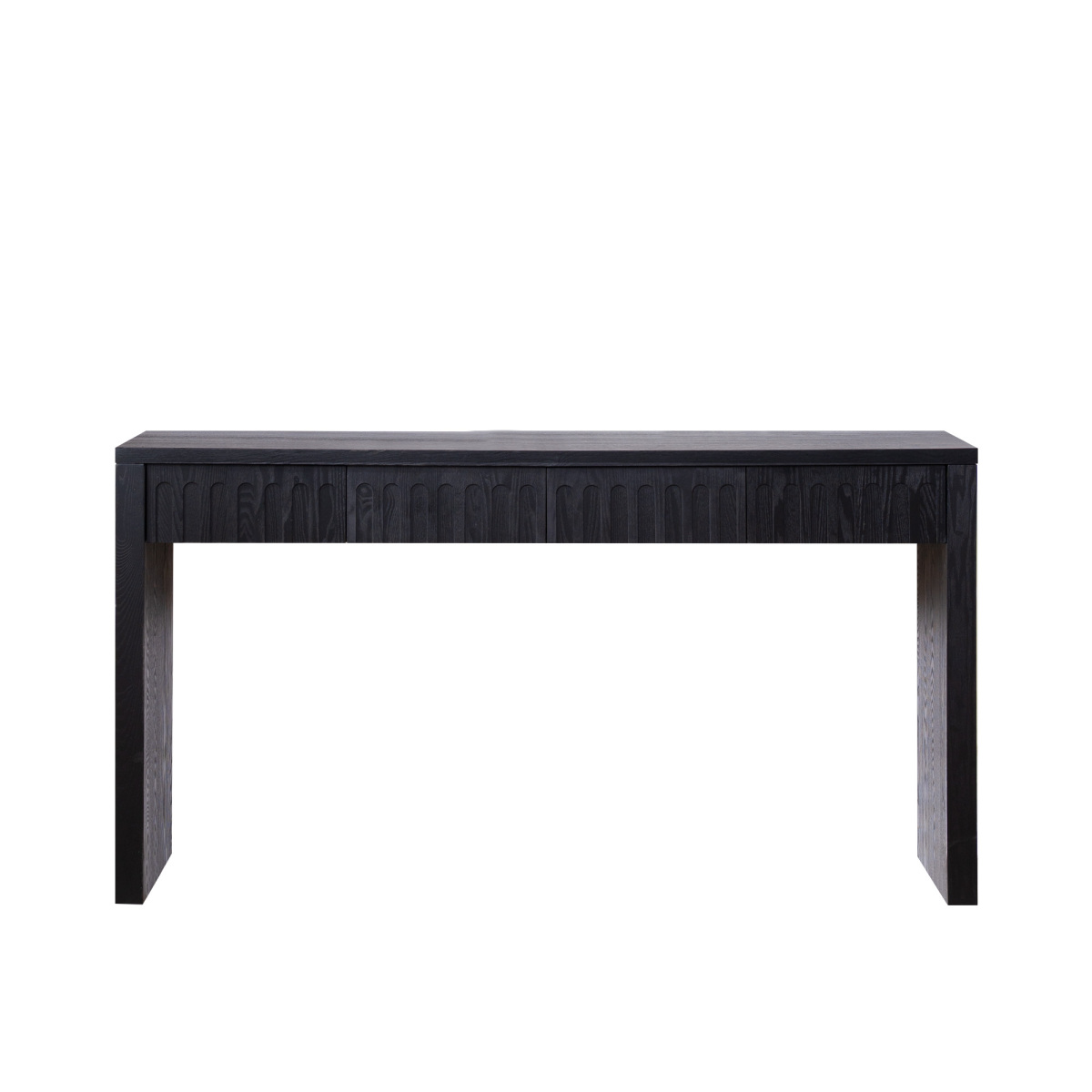 Hassch Modern 59.2" Console Table with Carved Drawer Fronts, Engineered Wood Hallway, Sofa, or Accent Table, Narrow Design for Small Spaces, Black/Natural