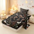 thumbnail image 2 of Homewish Retro Botanical Mushroom Twin Sheets,Floral Butterflies Bedding,Black,3pcs,1 Flat Sheet,1 Fitted Sheet and 1 Pillowcase, 2 of 6