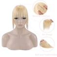 thumbnail image 3 of MY-LADY 100% Remy Human Hair Women Topper Hair Toppers Silk Base Hair Pieces Clip In Hair Topper with 3D Air Bangs 17 Colors 16inch #613 Bleach Blonde, 3 of 8