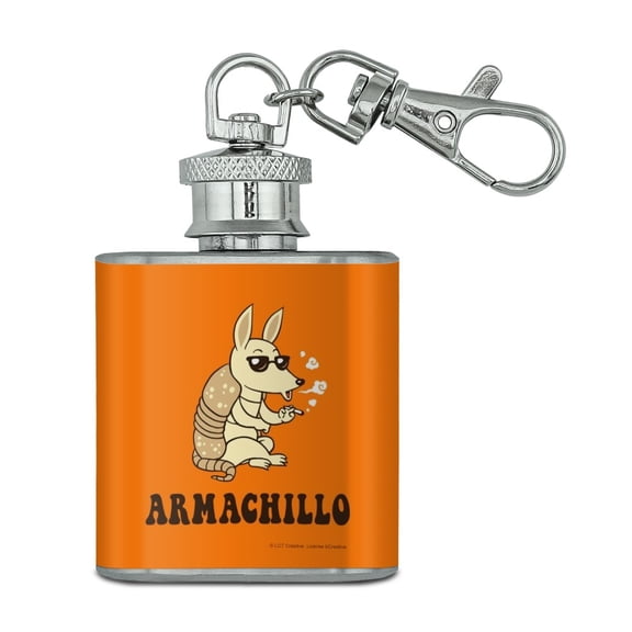 Armachillo Armadillo Chilling Funny Humor Stainless Steel 1oz Mini Flask Key Chain