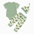 thumbnail image 5 of CAUYDY Preemie Baby Boy Clothing Infant Boy's Outfit Sets 3-Piece Romper Pants and Hat 0-18Months Newborn Summer Fall Wear Outfits (Sizes 6-12 Months,Green), 5 of 5