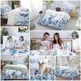 thumbnail image 6 of Blue Leaf Duvet Cover Set, Watercolor Country Plant Monochrome Branch Soft Duvet Cover Queen Size Bedding Set 4 Pieces, 1 Quiltcover and 2 Pillowcases with Zipper, 1 Bed Sheet for All Seasons, 6 of 9