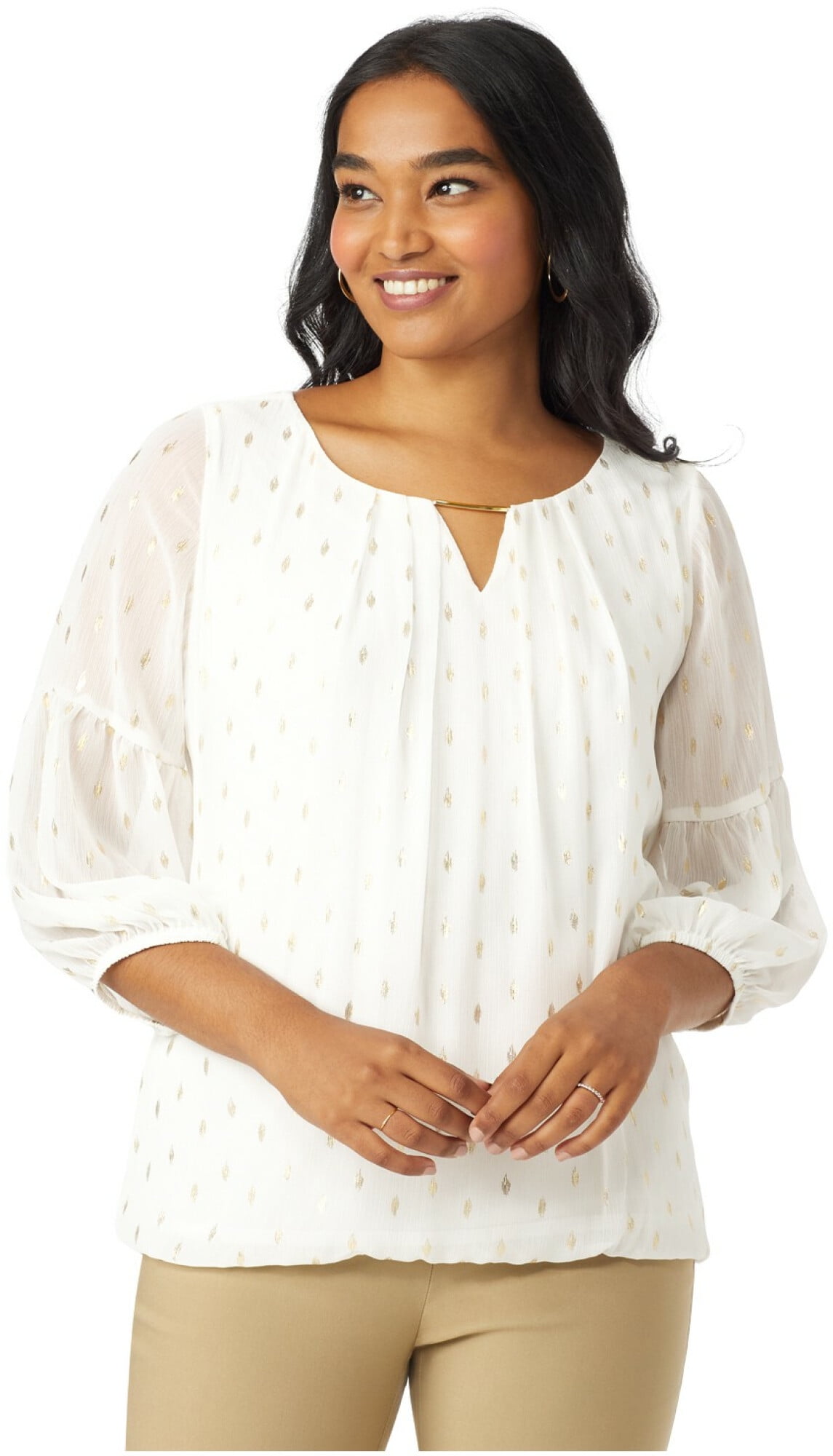 DressBarn Women's Off White Ivory Gold 