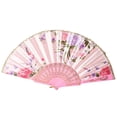 thumbnail image 2 of YAOMOBB Exquisite Craftsmanship Fan Chinese Style Folding Fan Hot Stamping Silk Fabric Handheld Fan with Gold Edge Flower Patterns for Wedding Dancing, 2 of 6