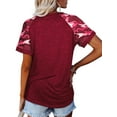 thumbnail image 2 of XCHQRTI Women Camouflage Splicing Tshirt Casual Loose Short Sleeves Tee Tops, 2 of 4