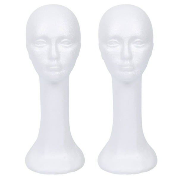2X Long Neck Female Foam Head Model Glasses Hair Wig Mannequin Hat