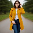 thumbnail image 4 of yuCgh Womens Coat Double-Breasted Long Dressy Windbreaker Overcoat Fall Winter Outerwear with Classic Solid Color Design for Elegant and Warm Look,Yellow XL, 4 of 4
