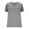 thumbnail image 6 of Womens Summer Tops, Short Sleeve Shirts for Women Casual Loose Fit Solid Color Notch V Neck T-Shirts, 6 of 6