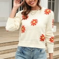 thumbnail image 1 of Suéter de cuello redondo, suéteres para mujer, sudadera de cuello redondo de moda, suéter de punto acanalado, tops para mujer, 1 of 4