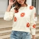 thumbnail image 1 of Suéter de cuello redondo, suéteres para mujer, sudadera de cuello redondo de moda, suéter de punto acanalado, tops para mujer, 1 of 4