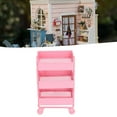 thumbnail image 4 of Dollhouse 3 Tier Storage Rack, Modern Rectangle Style Dollhouse Trolley Rack Removable Simulation Metal 1:12 Scale With Wheels For Kids Black,Yellow,Pink, 4 of 8