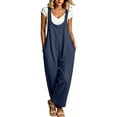 thumbnail image 3 of ClodeEU Women's Sleeveless Wide Leg Jumpsuit with Pockets,Casual Baggy Overalls Jumpsuit Navy,Women's Plus XL, 3 of 8