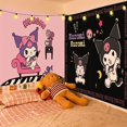 thumbnail image 3 of Dibujos animados Sanrio Melody Kuromi Hello Kitty tela colgante hogar habitación dormitorio Fondo tela sala de estar decoración para fiestas, 3 of 3
