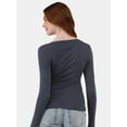 thumbnail image 2 of No Boundaries Scoop Neck Everyday Tee with Long Sleeves, 1 and 3 Pack, Women's, 2 of 7